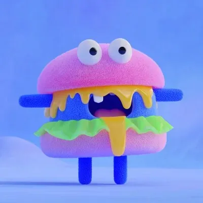 3D, Cute, Blue, Gradient