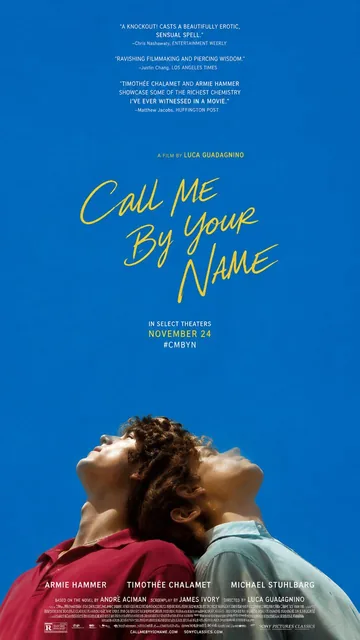 Cinematic portrait featuring figures at the edge of the frame, gazing upwards into a vast, saturated single-color sky, with stylized text integrated into the negative space.