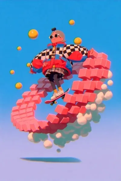 3D, Pop, Illustration, Blue