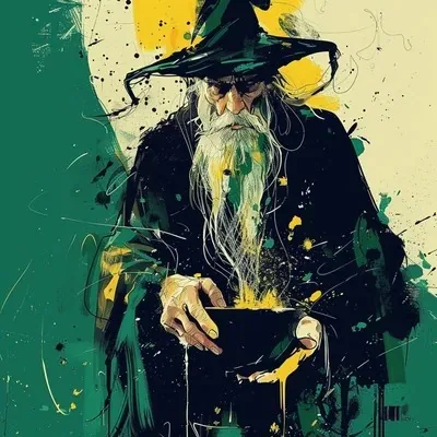 Oil painting, Green, Illustration