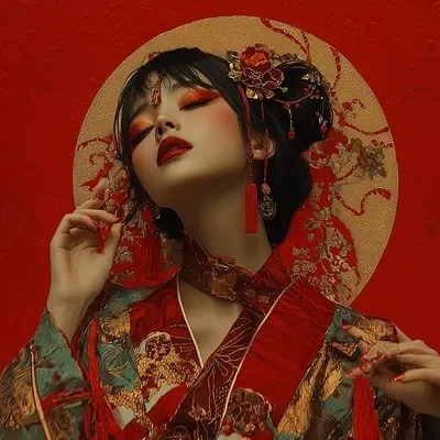 Red, Surrealistic, Photography, Jewelry design, Eastern aesthetics, Fashion