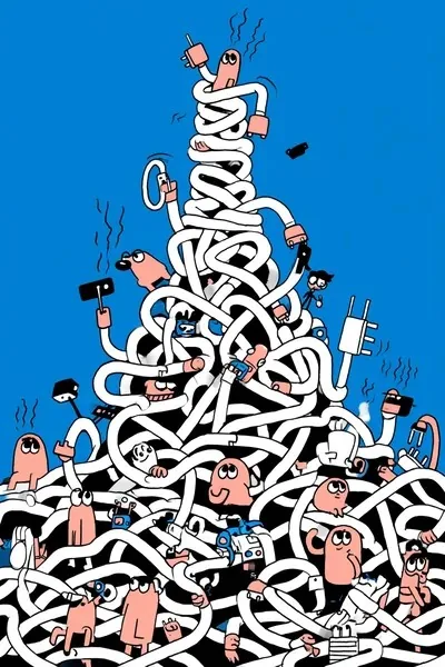 Illustration, Flat vector, Line art, Blue, Minimalism