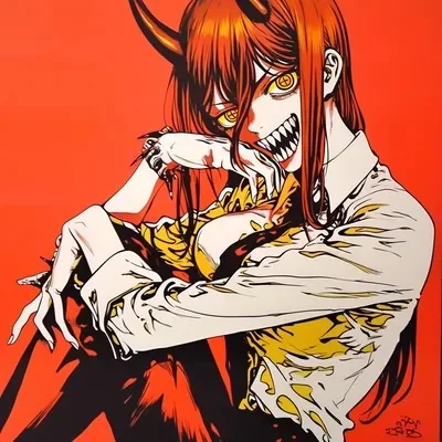 Anime, Red, Orange, Illustration, Vintage