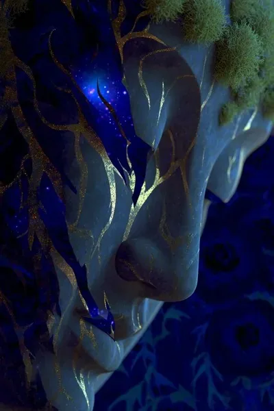 Dark fantasy, Eastern aesthetics, 3D, Golden, Blue