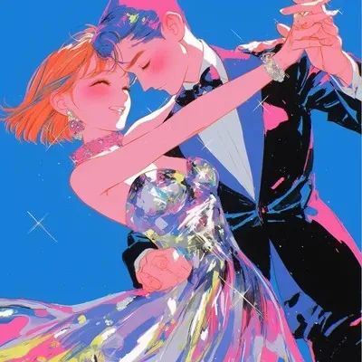 Blue, Illustration, Anime, Pink