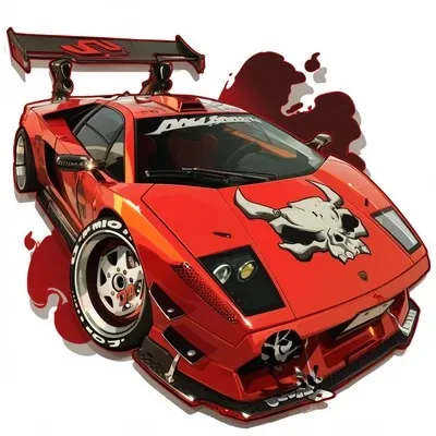Cartoon, Sticker, Red