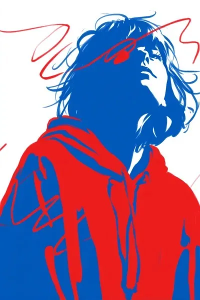 Illustration, Line art, Manga art, Red, Blue