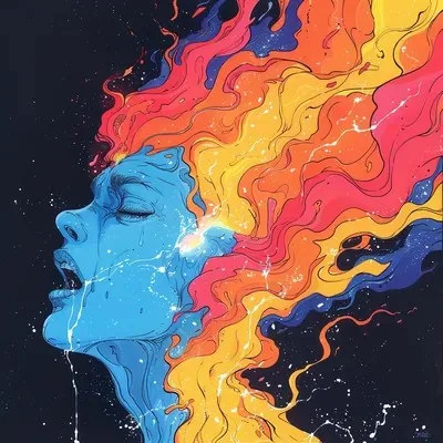 Red, Orange, Comic book, Oil painting