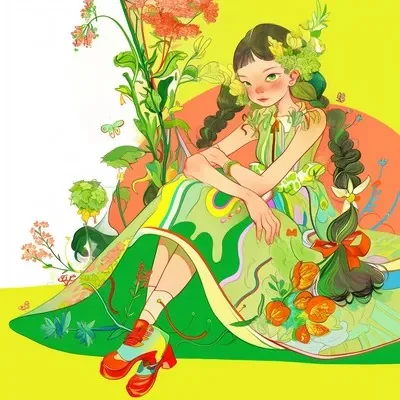 Green, Comic book, Illustration, Minimalism, Eastern aesthetics