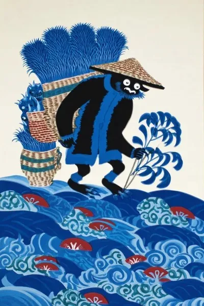 Eastern aesthetics, Illustration, Blue, Ukiyo-e