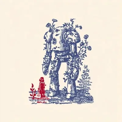 Illustration, Vintage, Line art, Minimalism, Blue, Red