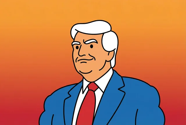 Stylized doodle-style 2D vector portrait of a person with minimalist features and bold black outlines, set against a smooth, personality-driven gradient background.