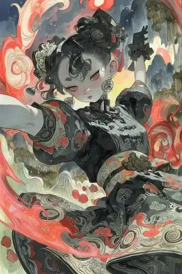 Dark fantasy, Ink and watercolor, Illustration
