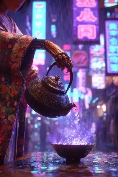 Cyberpunk, Surrealistic, Purple, Eastern aesthetics