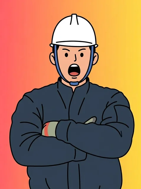 Stylized doodle-style 2D vector illustration of a person's bust, featuring bold black outlines, minimalist features, and a vibrant two-tone gradient background.