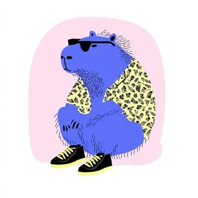 Illustration, Pop, Blue, Flat vector, Pink