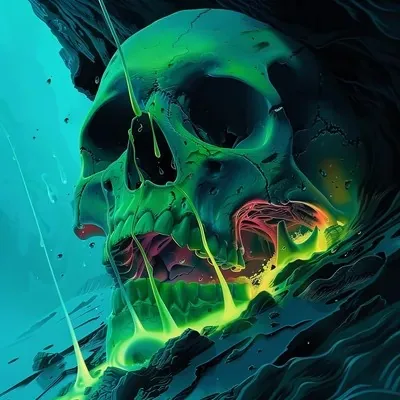 Surrealistic, Anime, Green, Black, Dark fantasy