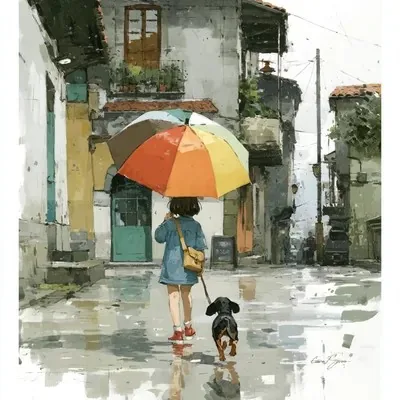 Illustration, Vintage, Ink and watercolor