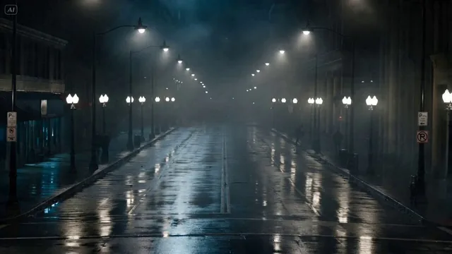Ultra-cinematic 15-second multi-angle action sequence in a dark city street at night, wet asphalt reflecting streetlight