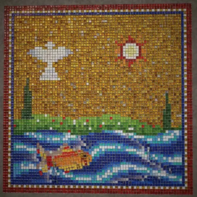 WebGL2 Glass and Gold Leaf Mosaic Tile Film