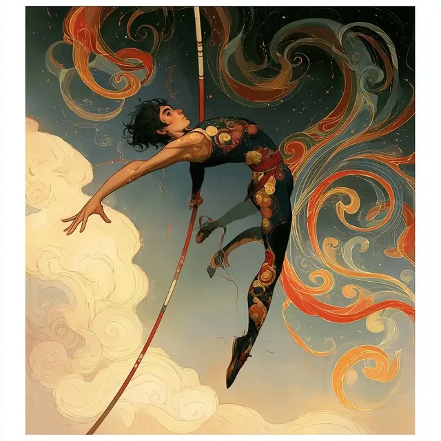 Intricate, swirling dark fantasy illustration with autumnal colors and Art Nouveau elements.