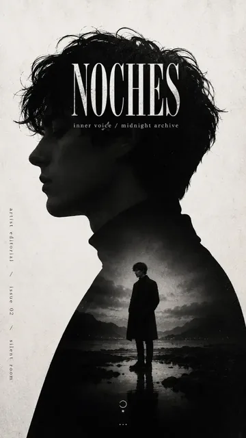 A black and white magazine cover with bold experimental typography and a dramatic artist portrait.