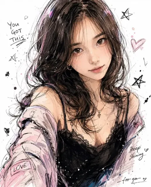 Korean-style illustration of a character in a dynamic pose with graffiti elements and expressive face, set against a white background.