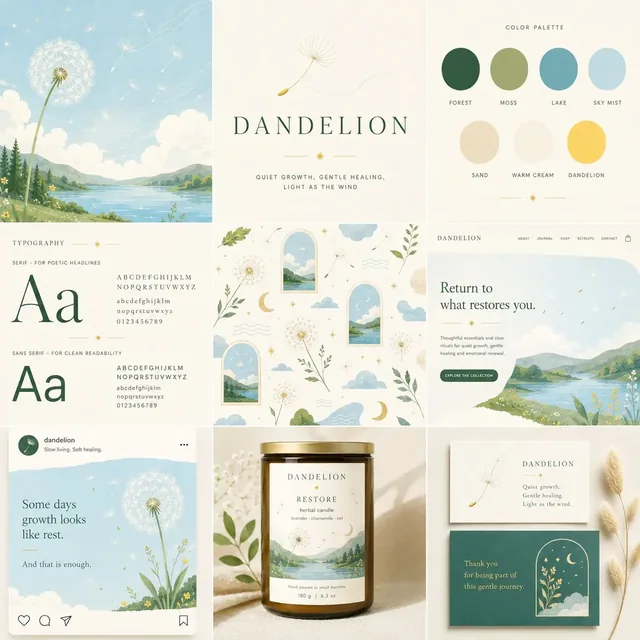 Abstract organic illustration with soft, rounded shapes in muted green, blue, and beige tones, evoking a sense of calm and natural healing.