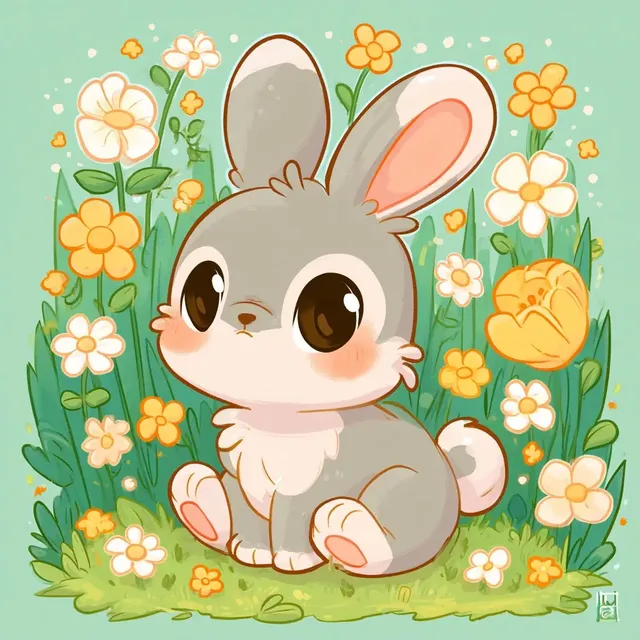 Charming chibi-style illustration with thick outlines and soft flat shading in warm earthy orange and green tones, evoking a cozy video game aesthetic.