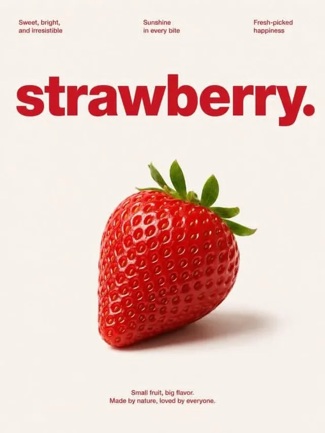 Minimalist magazine-style poster with a 3D toy figurine of a character, bold lowercase title, editorial captions, and tagline on an off-white background.