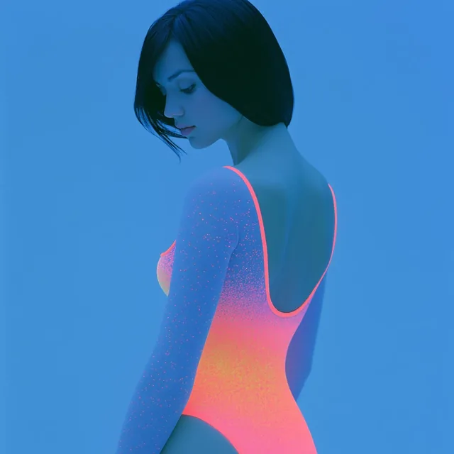 Ana de Armas's hips glowing with vibrant bioluminescent neon colors.