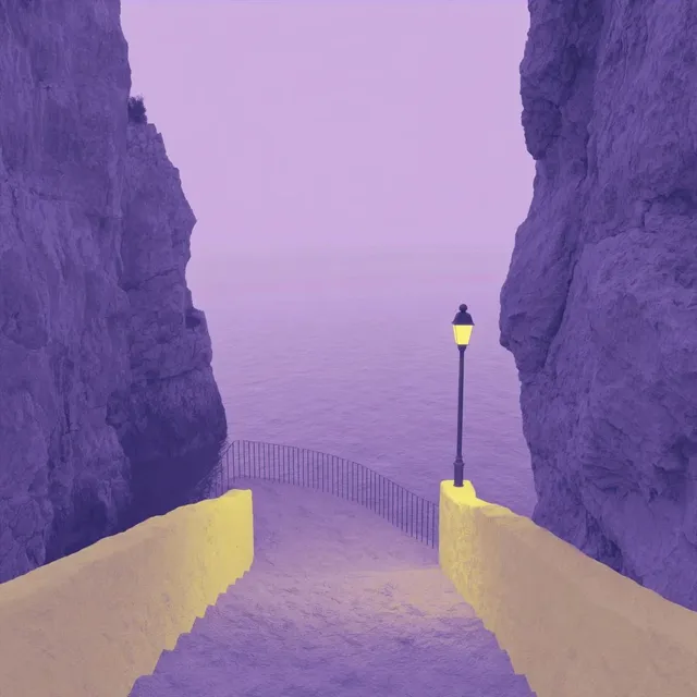 Minimalist 3D render with a matte clay texture, using a bright yellow and soft lavender color scheme.