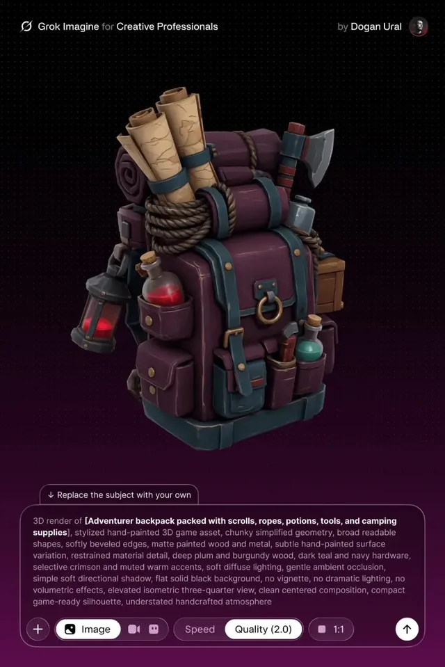 A stylized 3D game asset rendered with a hand-painted aesthetic, featuring simplified geometry, matte wood and metal textures, and a compact, game-ready silhouette.