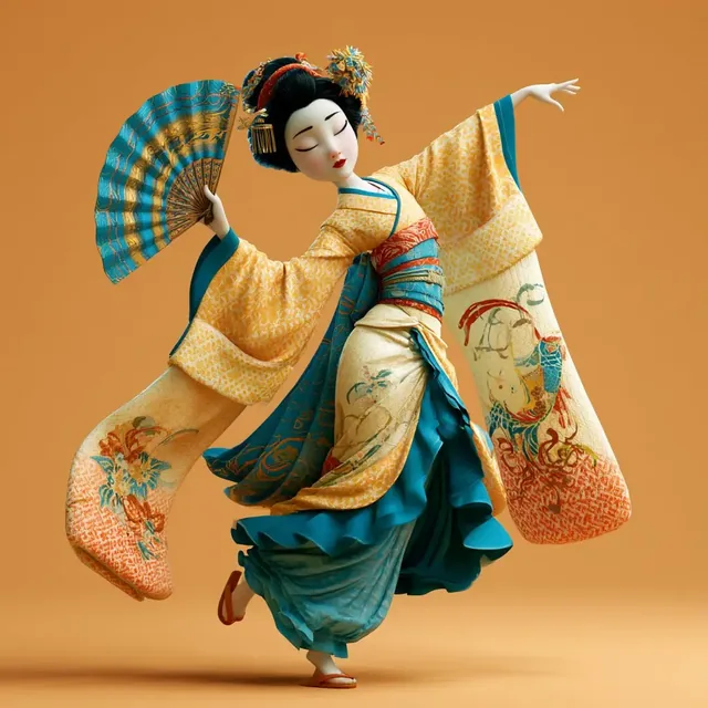 3D Pixar character with tangerine orange, sunbeam yellow, seashell cream, and coastal blue colors.