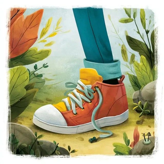 A sample storybook illustration showing a whimsical scene with warm colors and hand-drawn textures.