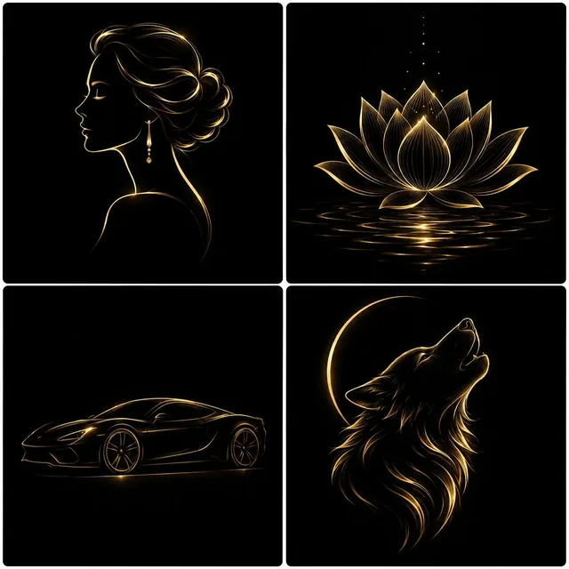 Minimalist art with fluid lines and high contrast on a dark background.