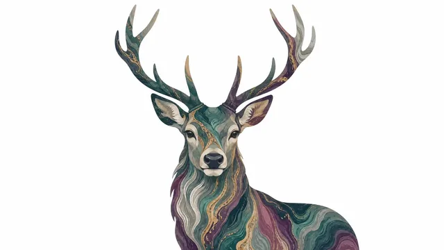 A minimalist illustration with swirling organic patterns in muted jewel tones, resembling fluid marbling on a clean white background.