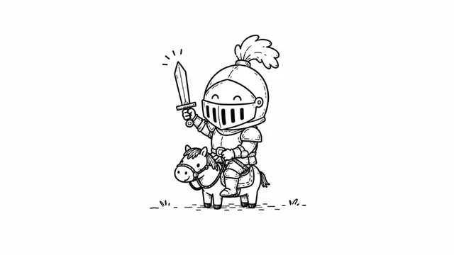 A minimalist illustration of a character made from a few simple lines.