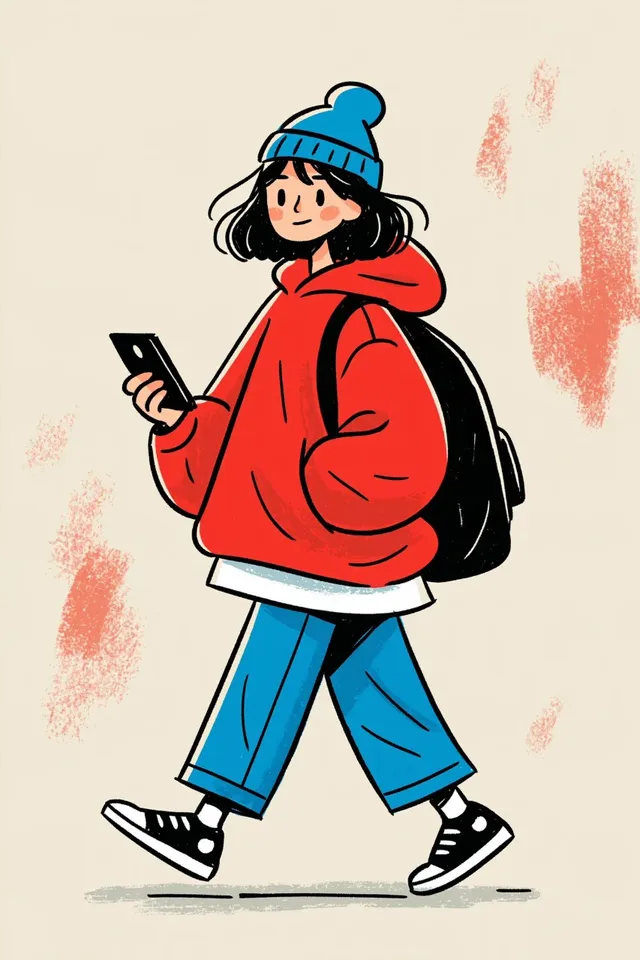 A collection of diverse characters with bold colors and rough hand-drawn textures, showcasing everyday personalities with playful proportions.