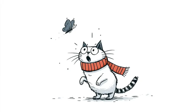 A quirky, hand-drawn editorial illustration of a character with expressive linework and a whimsical personality on a clean white background.