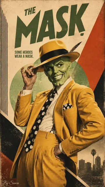 A vintage 1950s-1960s magazine cover poster with a central figure, bold geometric shapes, and muted colors, featuring a distressed paper texture and halftone effect.
