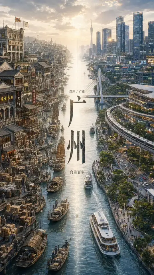 A high-concept 9:16 poster depicting two opposing city sides, each with distinct architectural styles, colors, and elements, dramatically merging towards the center to form a single, detailed urban panorama.