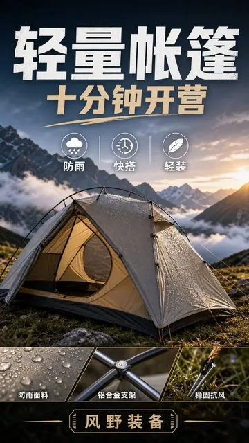 Collage of urban outdoor gear including a tent, jacket, backpack, and lantern, highlighting their features.