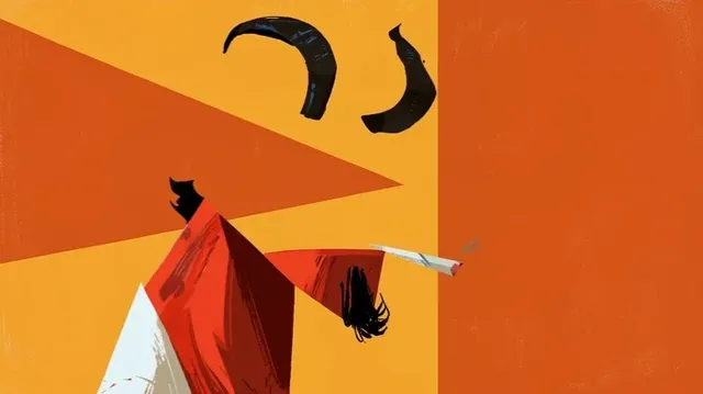 A colorful and dynamic mid-century style motion graphic animation, featuring bold shapes and retro color palettes.