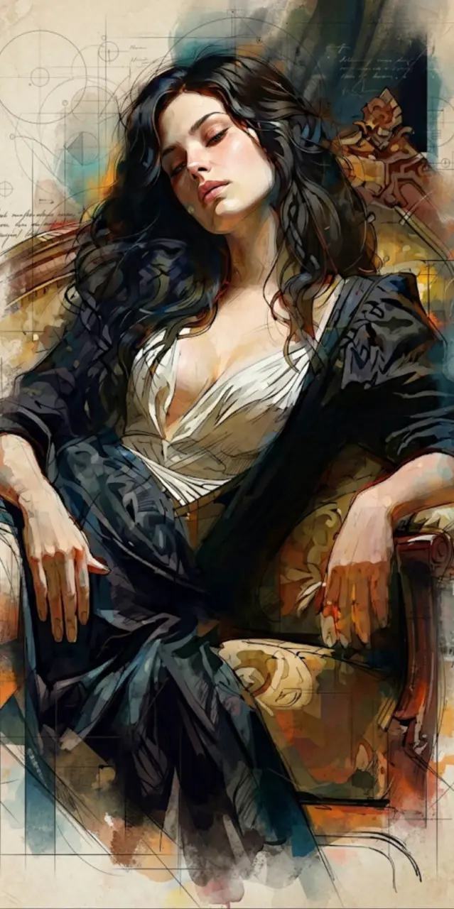 Ultra-detailed cinematic portrait with a blend of realistic anatomy, sketch abstraction, architectural blueprints, and painterly textures. Features dramatic lighting and a vintage-futuristic background.