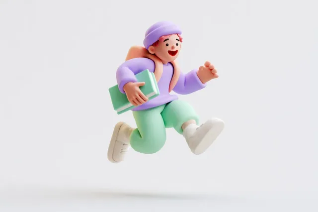 A cute 3D render of a character in a kneaded clay icon style, with rounded proportions, soft details, and vibrant accents on a white background.