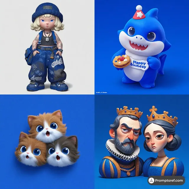 Matte vinyl chibi art toy characters with soft studio lighting, showcasing tactile details, suitable for mascots, blind boxes, and icons.