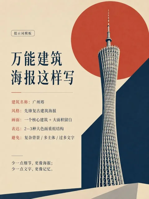 A minimalist architectural poster featuring a single, iconic building rendered in bold, flat color blocks against a plain background, with a subtle screen-print texture.