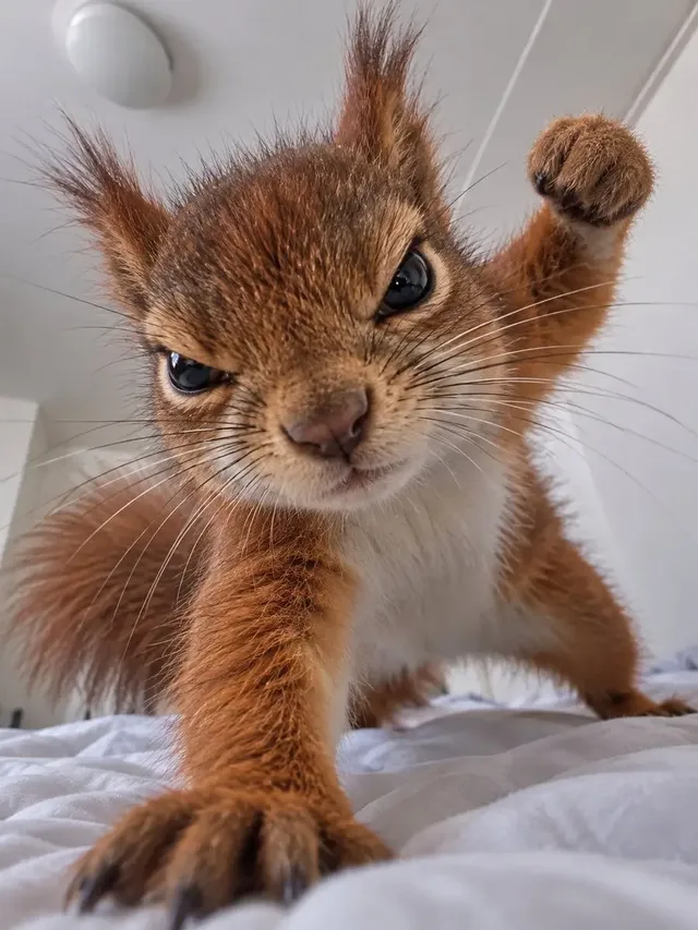 An adorable character looking angry with a fist pulled back ready to punch, featuring a funny and fierce expression.