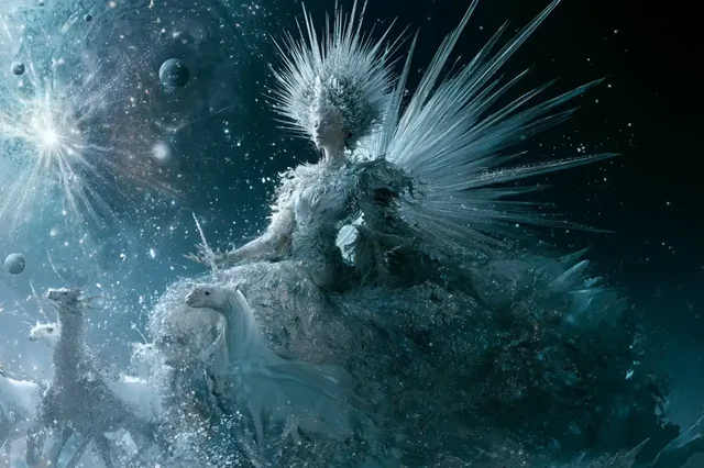 A breathtaking celestial procession featuring planets, stars, and mythical beings marching through space, illuminated by vibrant [COLOR1] and [COLOR2] starlight.